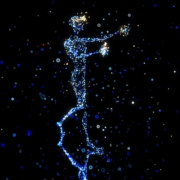 a person standing in the air with a star in their hand